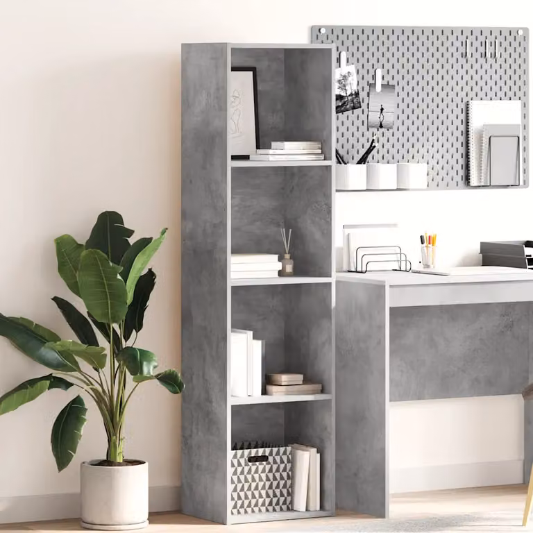 Libreria moderna vidaXL in legno e MDF Grigio, con pannello posteriore, da appendere al muro L: 40 cm, P: 30 cm, H: 152 cm