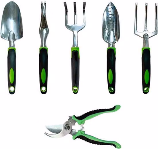Set di attrezzi da giardino Famanu, con 6 utensili manuali, per bambini e adulti