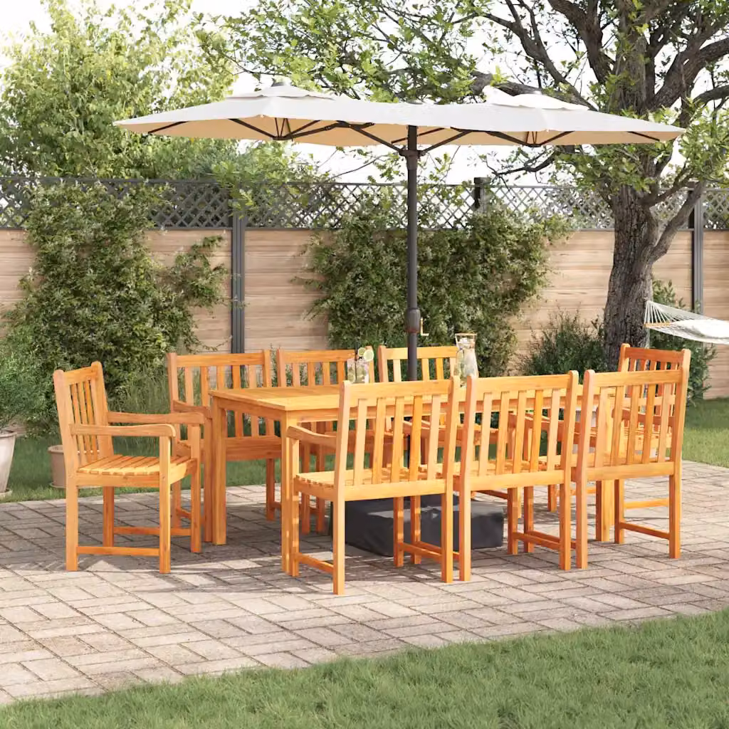 Set da pranzo per giardino e terrazza vidaXL in legno di acacia marrone, 9 pezzi – 1