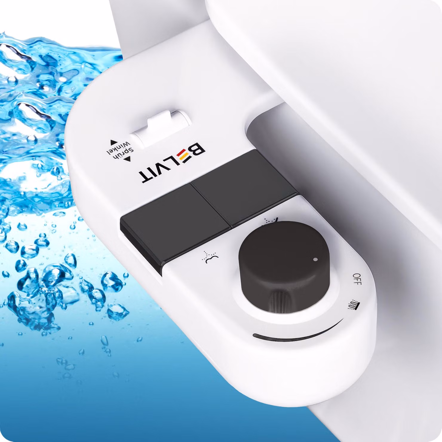 Attacco bidet BELVIT per WC - Attacco bidet igienico per WC con pressione dell'acqua regolabile e ugello autopulente, senza elettricità
