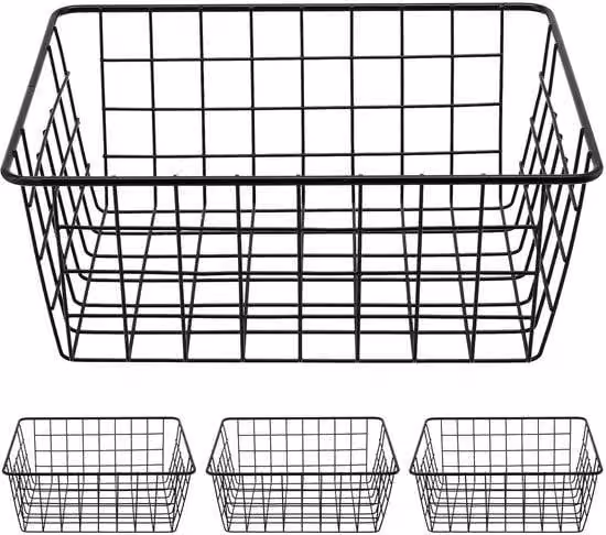 Contenitore metallico per stoccaggio, dimensioni 28 x 22 x 12 cm - Resistente agli urti - Design con ventilazione - Maniglie - Colore nero - Materiale: metallo - Piccolo contenitore per stoccaggio