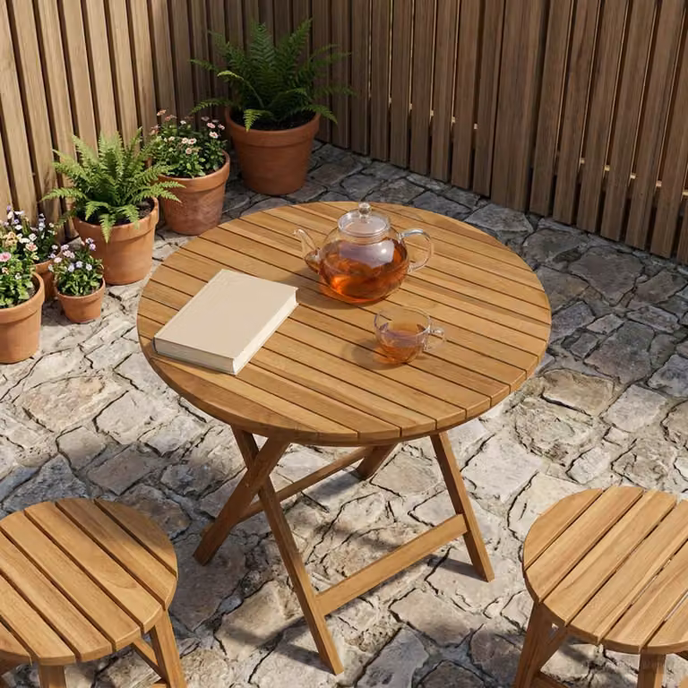 Piano del tavolo rotondo vidaXL in legno di teak massiccio marrone, Ø 60 x 3,5 cm