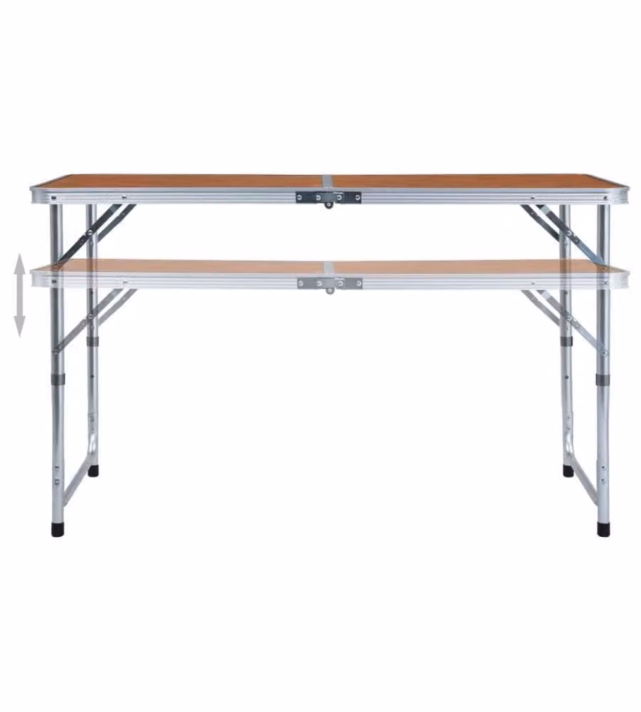 Tavolo da Campeggio Pieghevole in Alluminio 120x60 cm