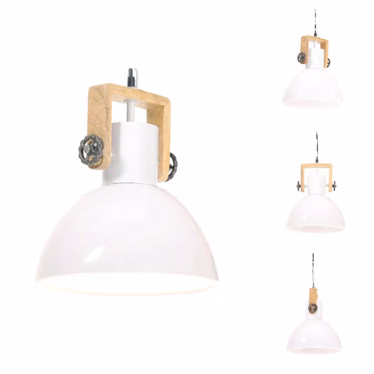 vidaXL Lampada a sospensione in stile industriale 25 W bianca rotonda 30 cm E27 - Lampade