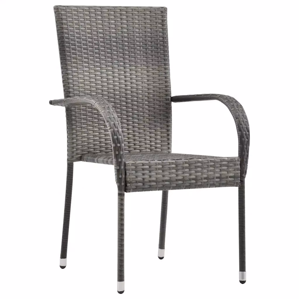Set da giardino moderno vidaXL in 3 pezzi in legno di acacia oliato e polyrattan grigio – 2