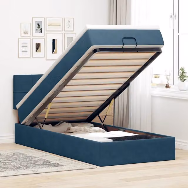 Pouf Letto con Materasso vidaXL in Velluto Blu con Illuminazione LED e Porta USB L/P/H: 200 x 80 x 88 cm