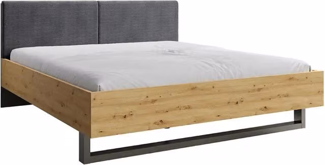 Letto adulto IZO 180x200 con doghe incluse - quercia e grigio antracite