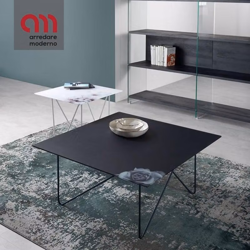 Tavolino Shape Pezzani vetro, marmo o laminato