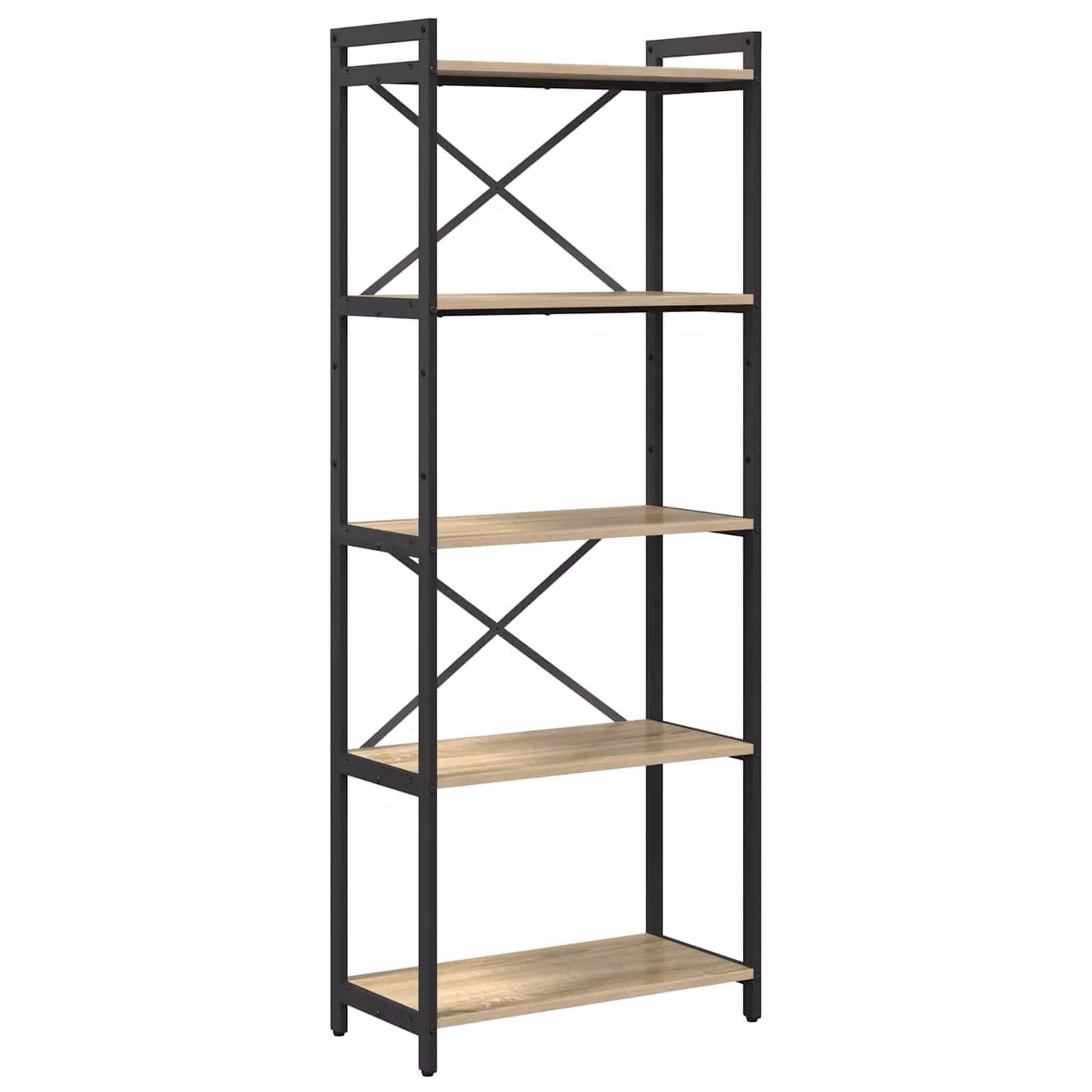 Libreria industrial vidaXL in legno e metallo, colore marrone, L 60 x P 30 x H 155 cm