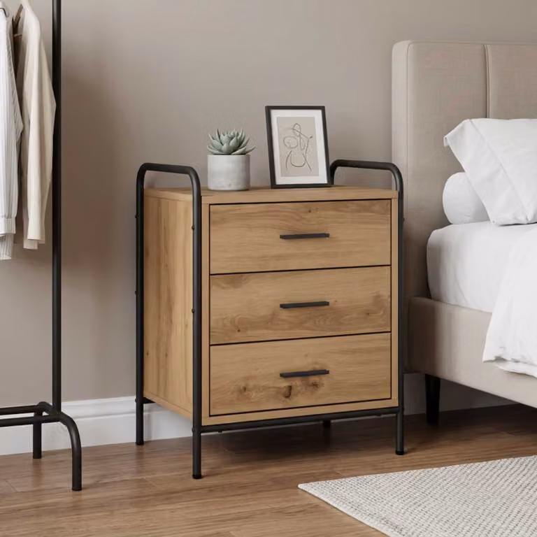 Armadio da Notte Moderno vidaXL in Legno e Metallo Marrone L 48 cm, P 36,5 cm, H 60 cm
