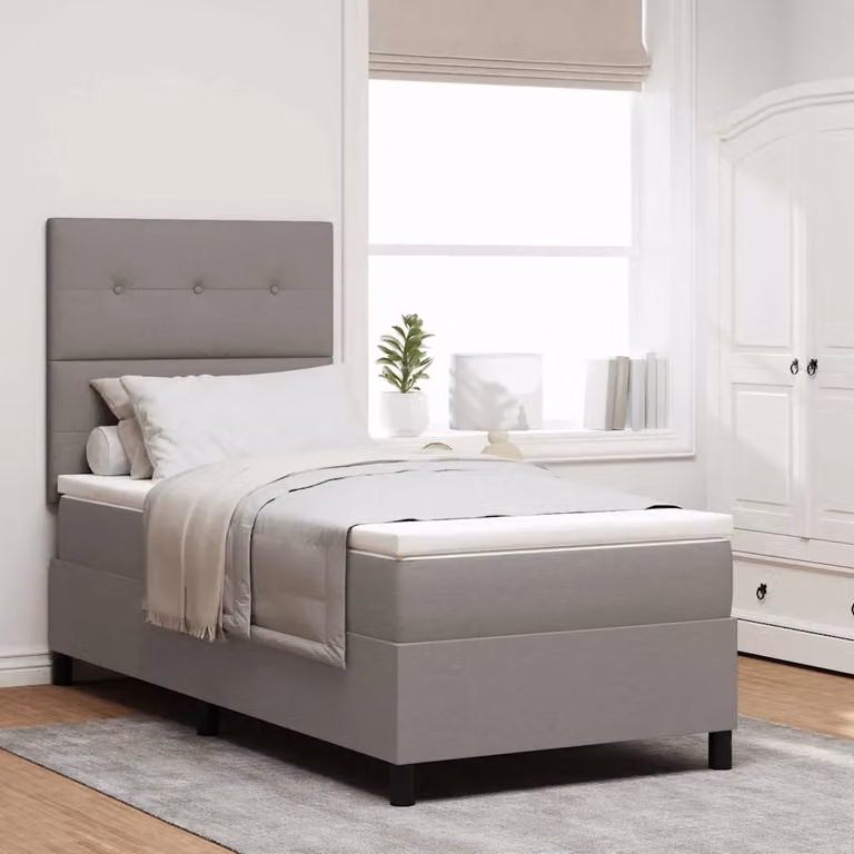 Letto a molle con testiera Talpa vidaXL in tessuto beige o grigio, L/P: 90 x 190 cm