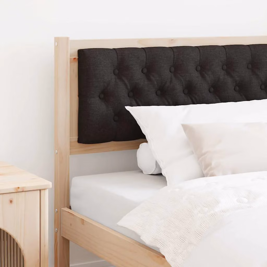 Testiera per letto imbottita vidaXL in legno di pino massello, marrone e nero