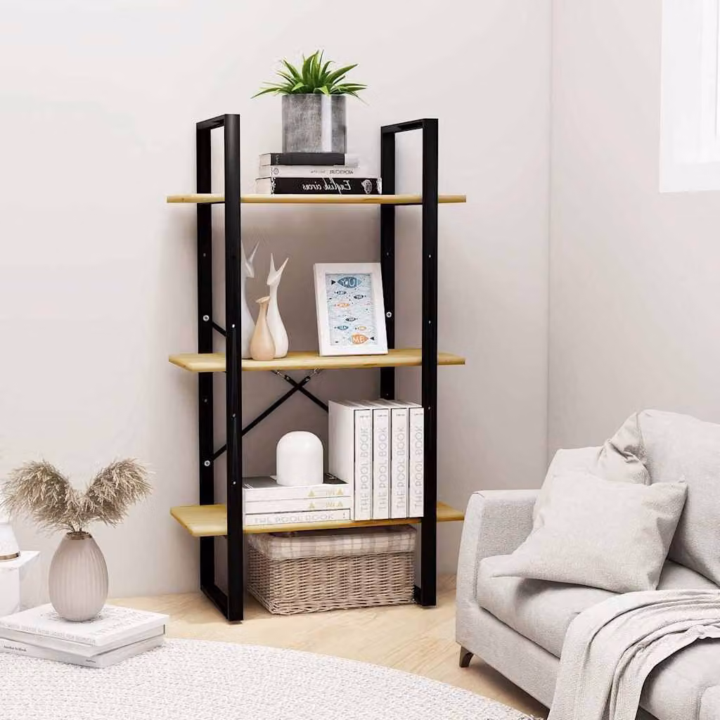 Scaffale Portaoggetti Industrial vidaXL in Legno di Pino e Metallo, Marrone, L 60 cm x P 30 cm x H 105 cm