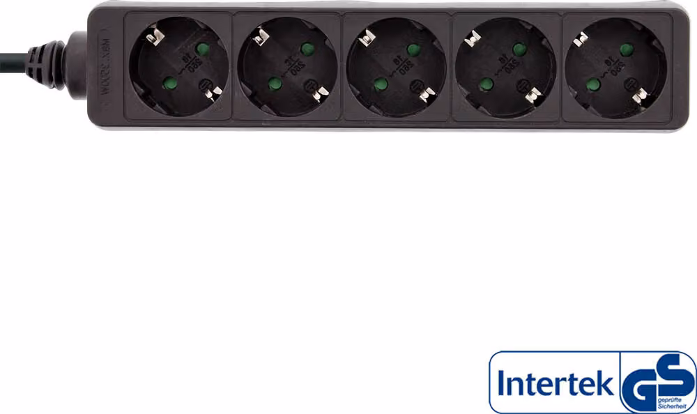 InLine® 16451E Striscia di prese, contatto di terra a 5 vie 1,5 m, nero