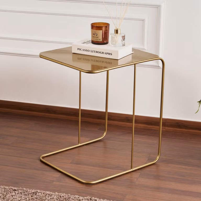 Cattaneo - Tavolino da Salotto, 47x46x57h cm oro Lucido, Forma Rettangolare