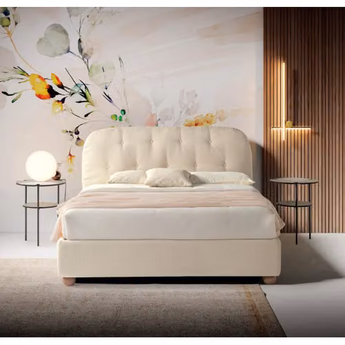 Letto matrimoniale imbottito fisso o con contenitore Nefi Italia - Abbraccio