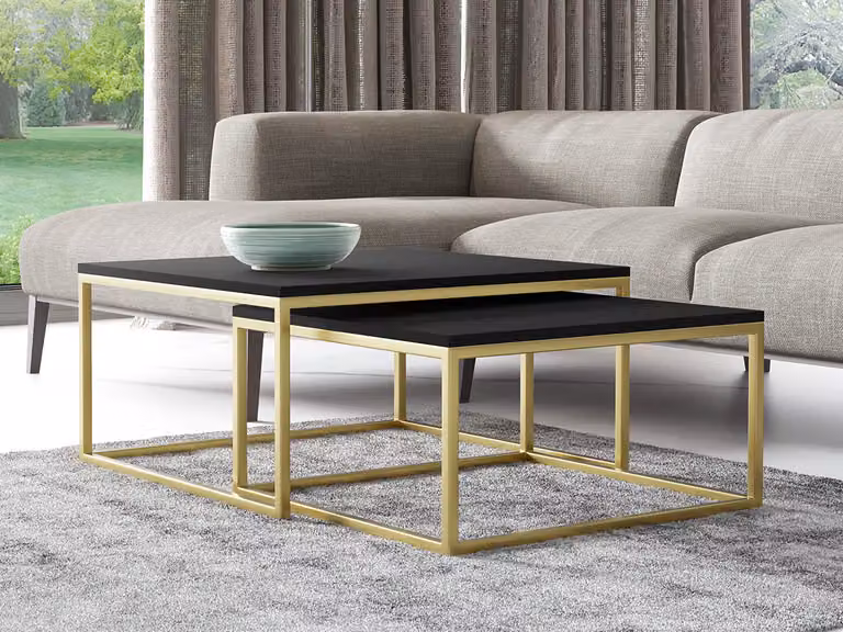 Set di 2 tavolini da caffè RYSIA - oro / nero molet