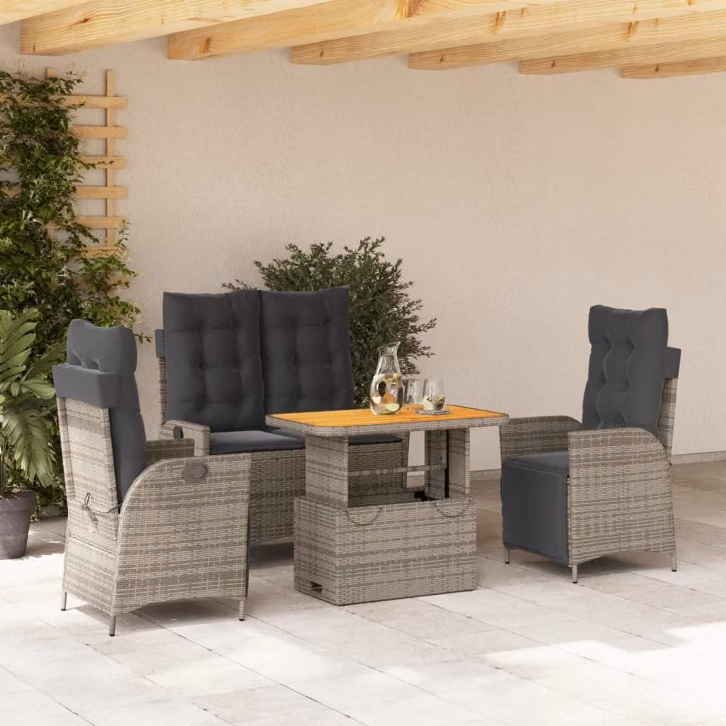 Maison Exclusive - Set da pranzo da giardino 4 pezzi con cuscini in polyrattan grigio