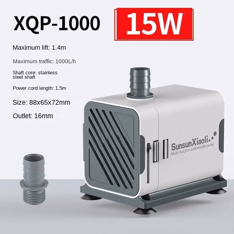 Pompa per acquario - Modello XQP-1000 - Aspirazione dal fondo - Pompa di circolazione e filtraggio silenziosa - Adatta per piccoli acquari - Pompa sommergibile - 220–240 V, spina europea