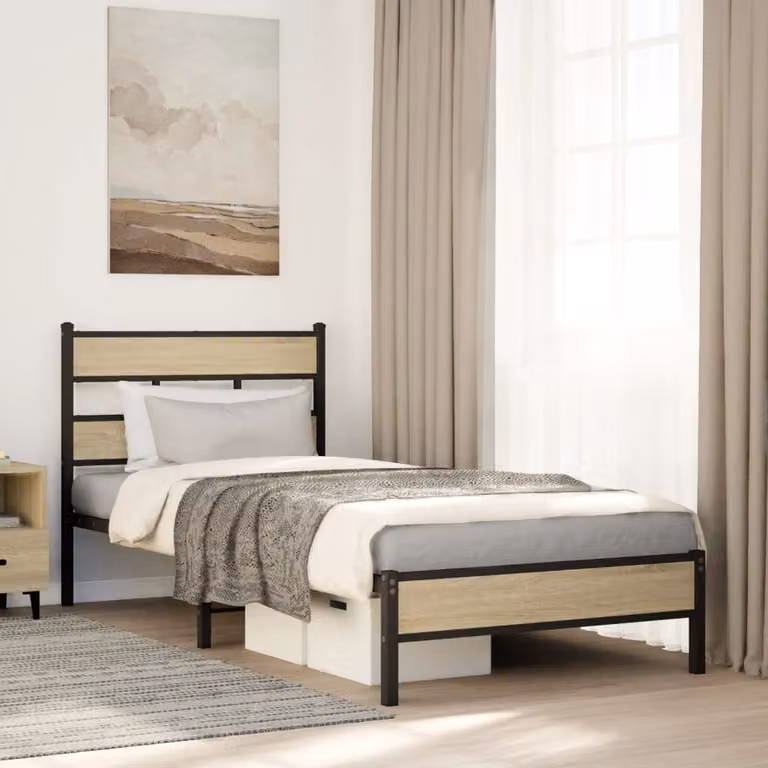 vidaXL Giroletto senza Materasso in Rovere Sonoma e Truciolato, L 107 x P 203 cm, Colore Marrone