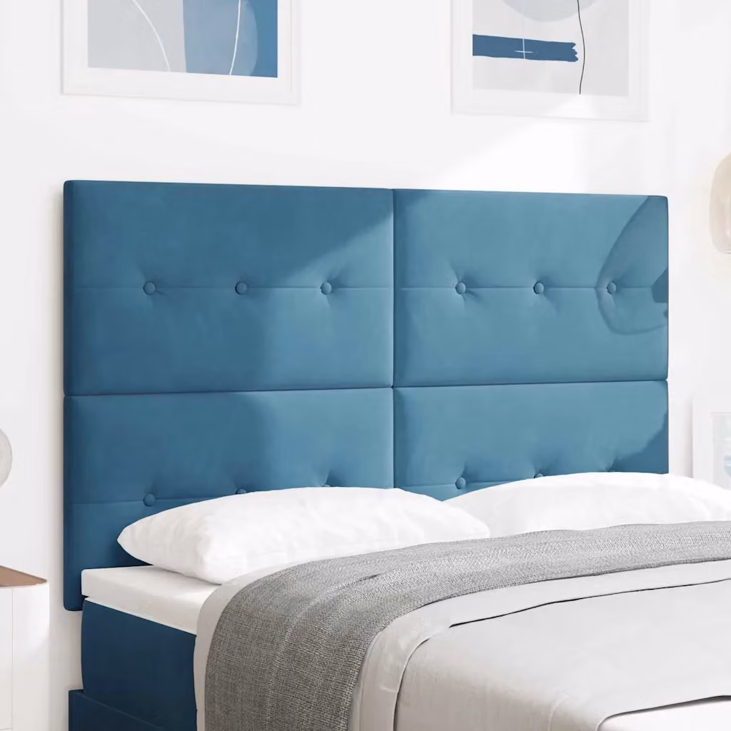 Testiera per letto vidaXL in velluto blu scuro, larghezza: 160 cm