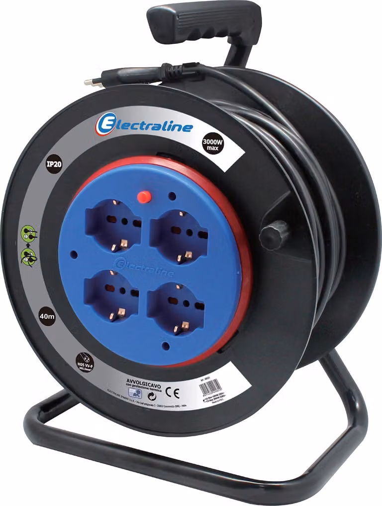 Cavo di prolunga Electraline con bobina fissa, colore nero, modello 49032