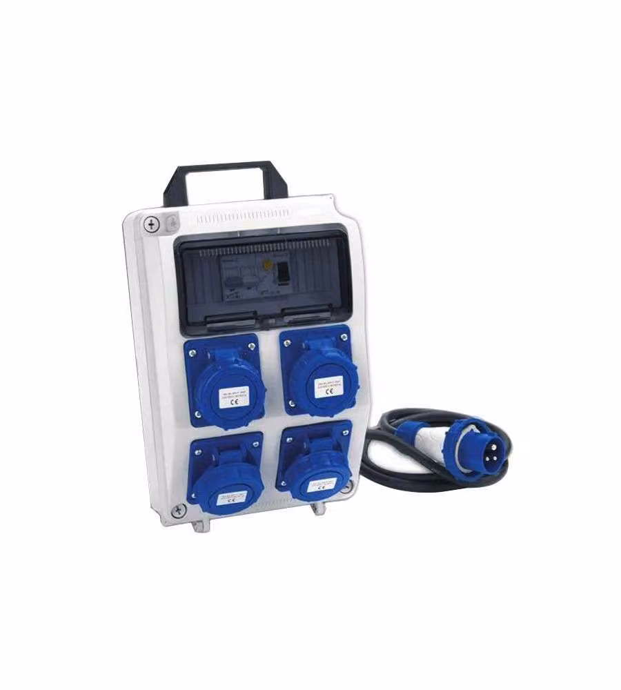 Quadro elettrico portatile Rosi con 4 prese CEE 16A 2P+T IP55, spina 16A 230V e cavo da 2m, colore Grigio Blu – 2