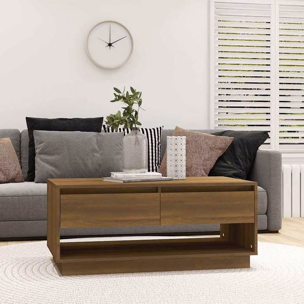 vidaXL Tavolino da Salotto Moderno in Legno Rovere Marrone L: 102,5 cm, P: 55 cm, H: 44 cm