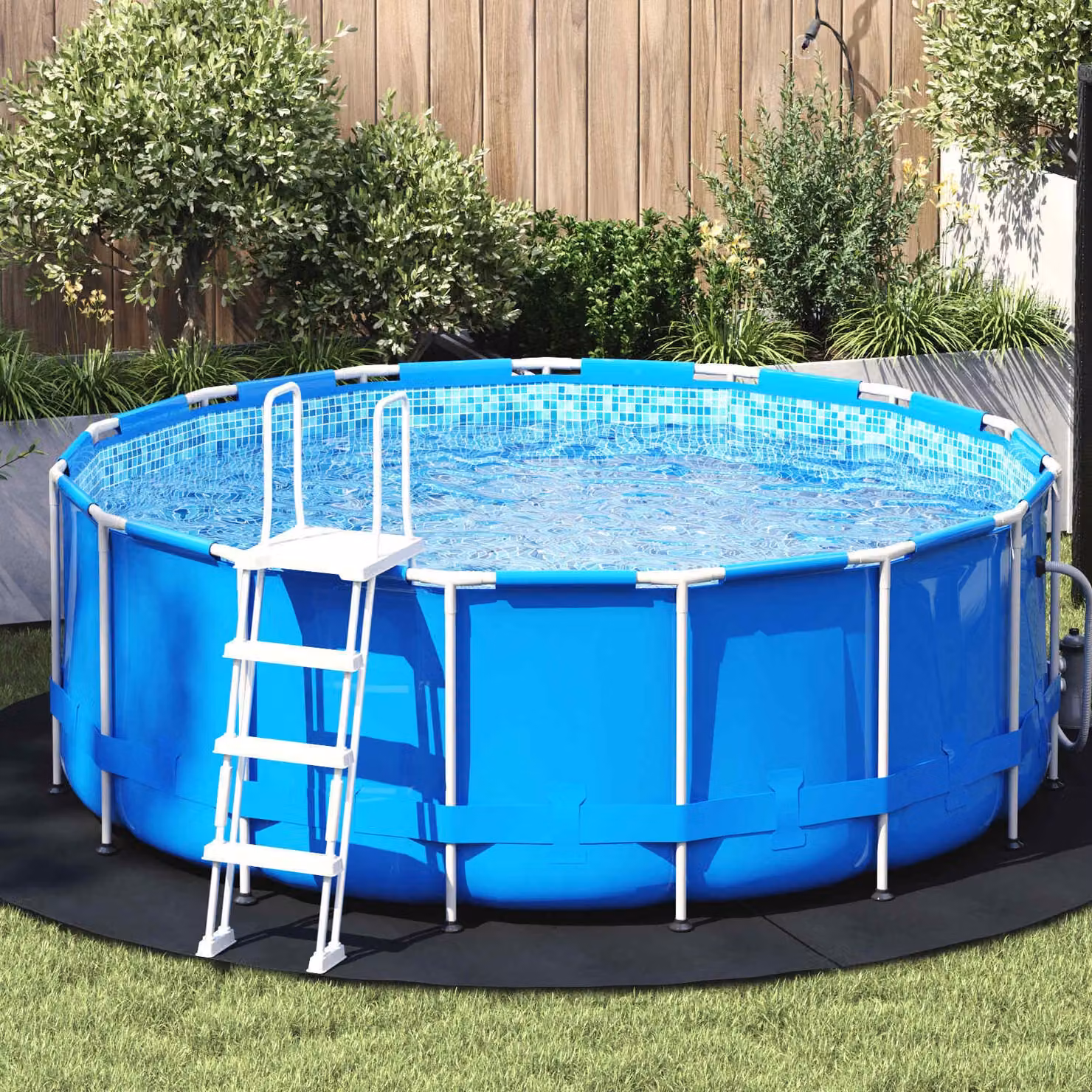 Telo per fondo piscina rotondo vidaXL, colore nero, Ø 244 cm