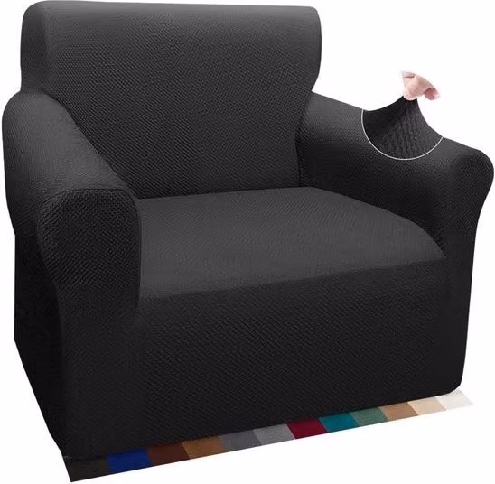 Copertura per Divano Granbest in Jacquard Nero con Elastan, Resistente alle Macchie e ai Peli di Animali