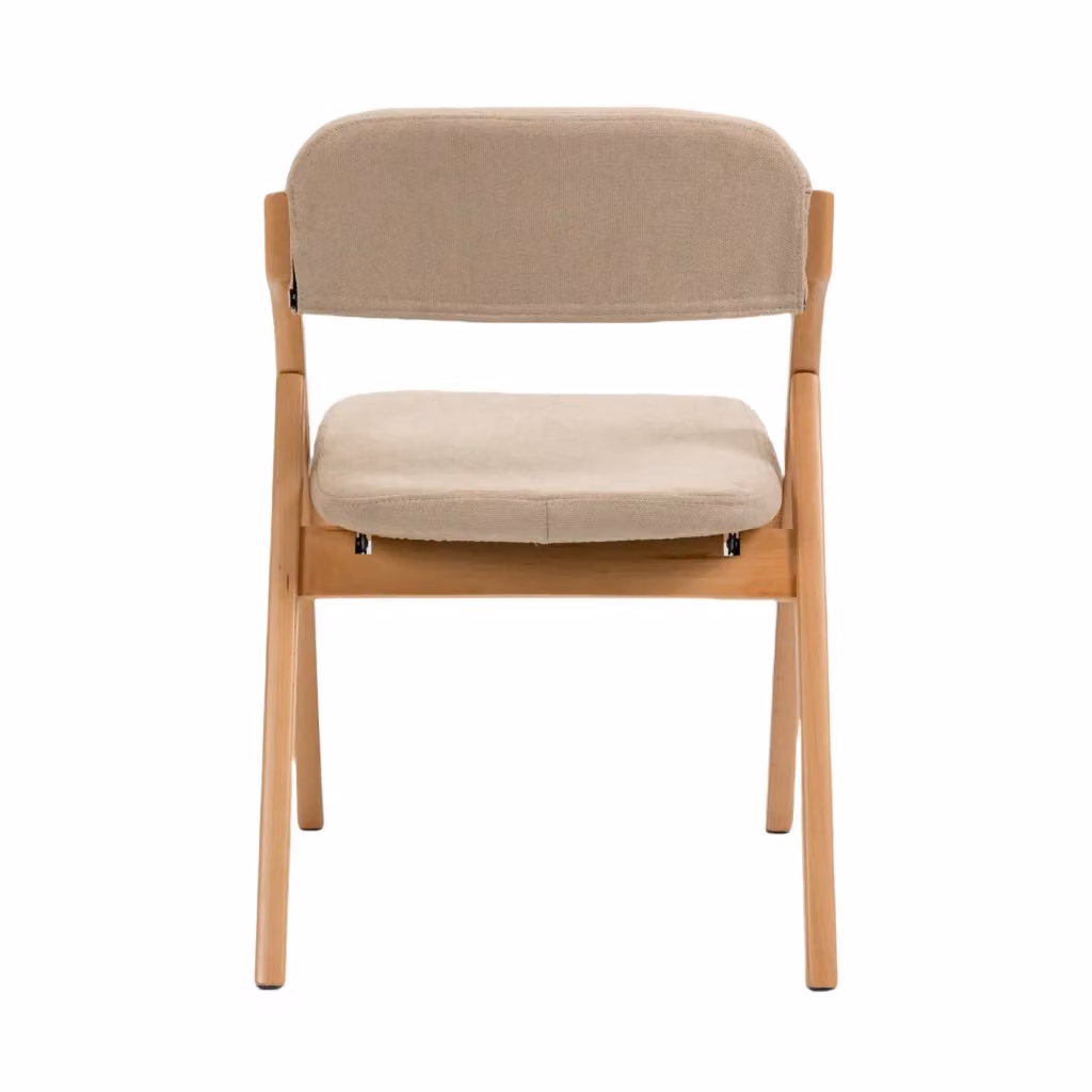 Set di 2 sedie pieghevoli OKWISH in legno massello con seduta imbottita beige per cucina e sala da pranzo – 2