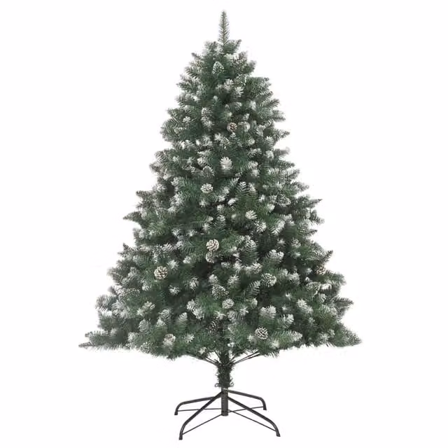 Albero di Natale artificiale Design In verde e bianco in PVC e metallo con base, Altezza: 210 cm