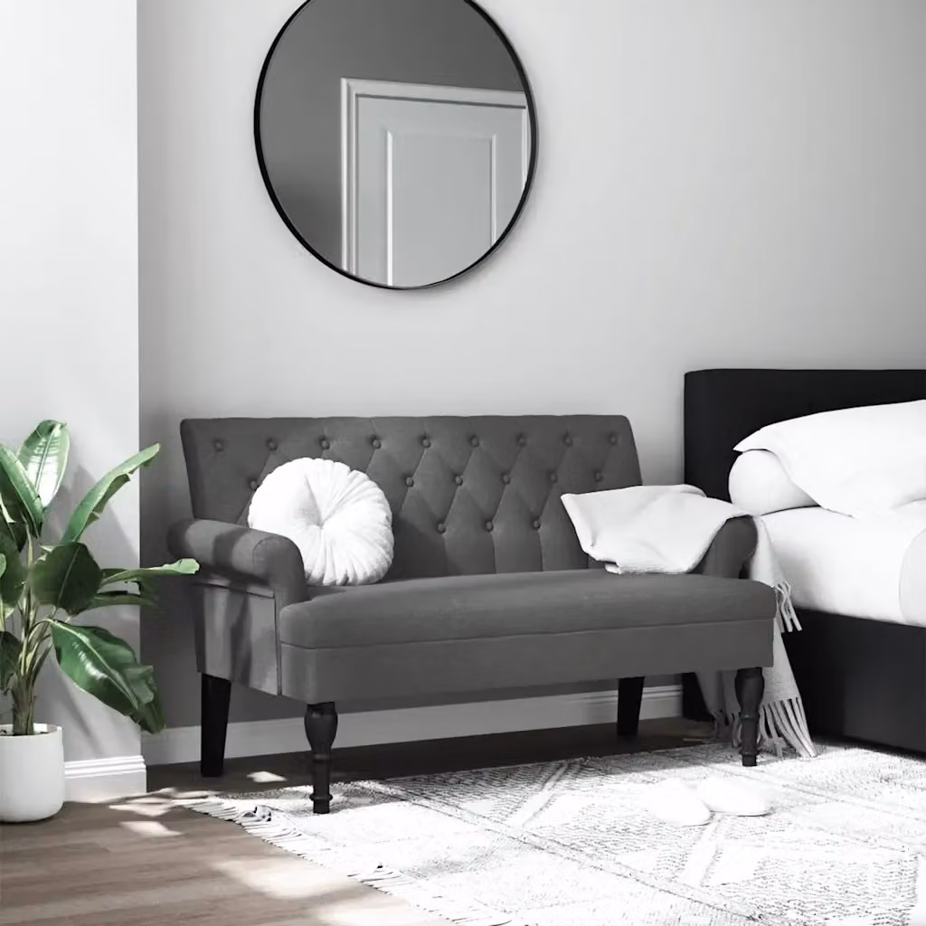 Panca con schienale in tessuto grigio scuro L/P/H: 120 x 62 x 75,5 cm CFW6990908 – 2