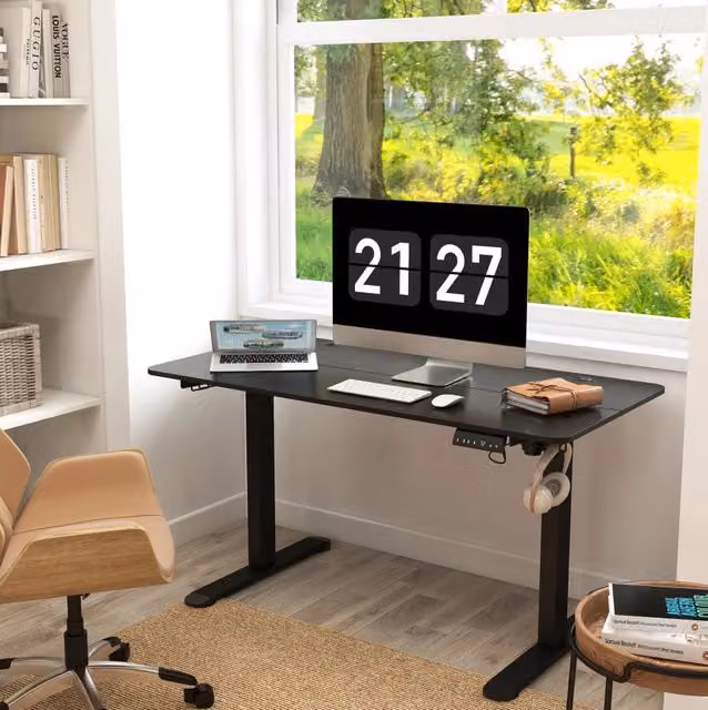 Scrivania elettrica sit-stand 140x70 cm nera – anticollisione, memoria