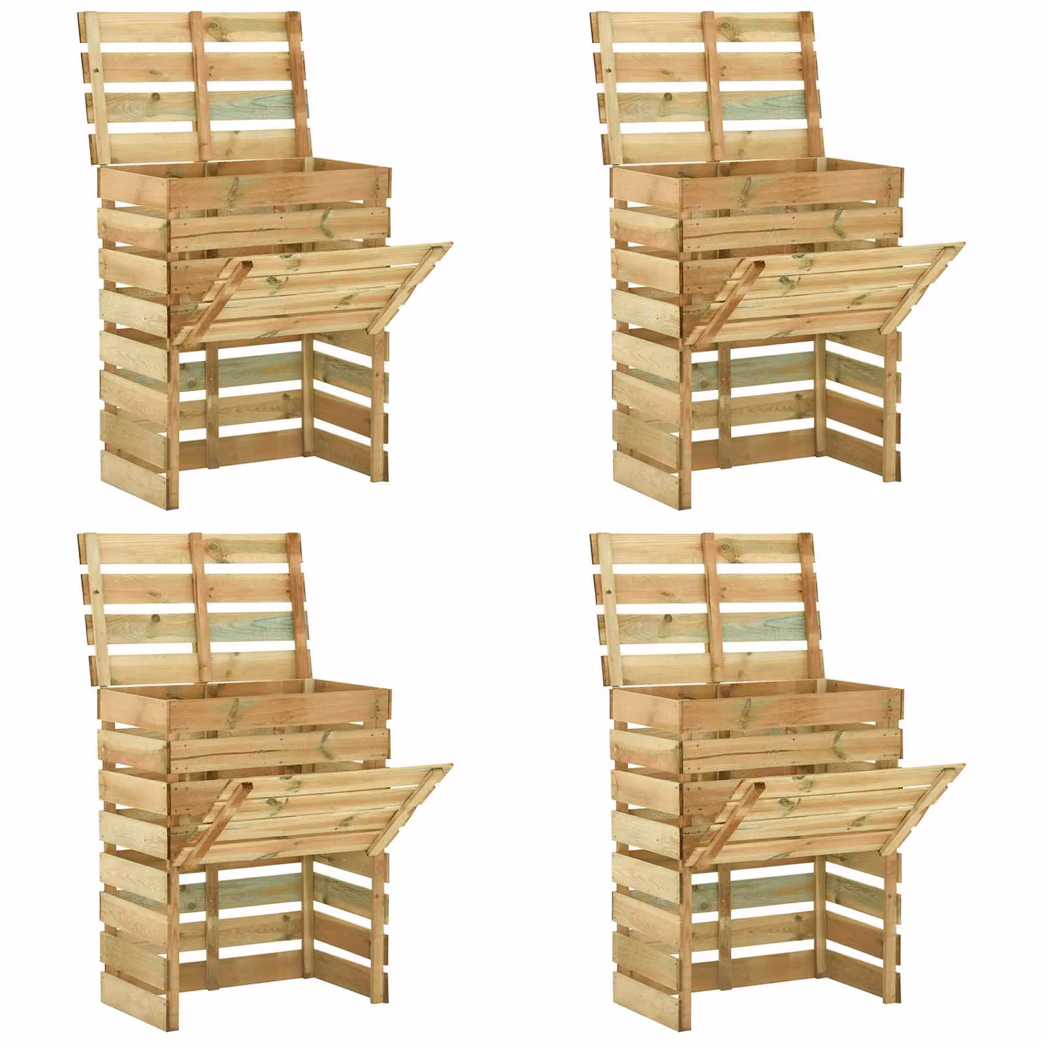Compostiera da giardino a listelli vidaXL in legno, 4 pezzi, Verde
