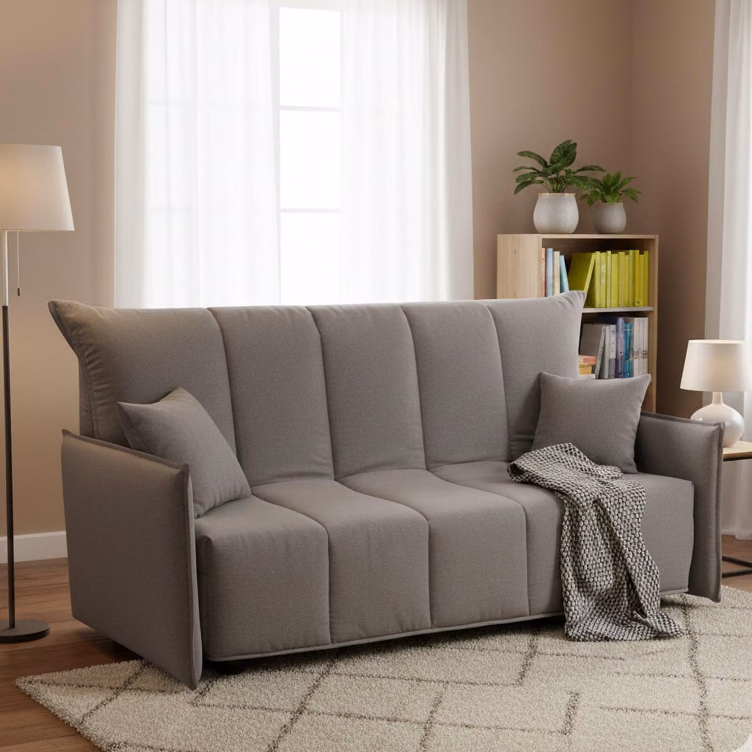 Talamo Italia Divano Letto 2 Posti Alaric 90x150 cm Grigio, Sfoderabile di Apertura a Carrello  Italy