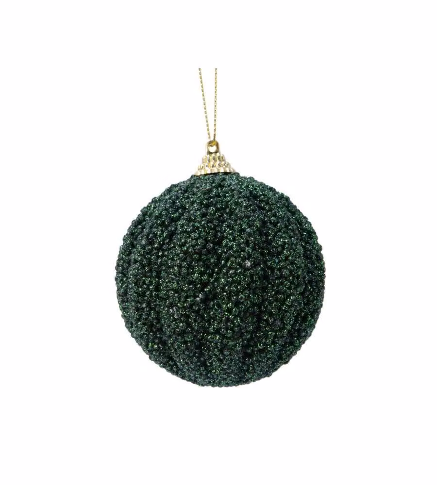 Decoris Pallina di Natale Verde Pino Glitter - 8 cm