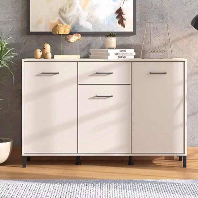 Madia Laerru DMORA Credenza con un cassetto Bianco Crema L: 138 cm, P: 40 cm, H: 90 cm