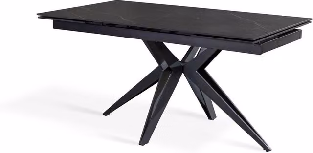 E-STYLO Tavolo allungabile in ceramica marmo nero con base a quattro gambe in metallo nero opaco L/P/H: 160/240 x 90 x 76 cm – 1