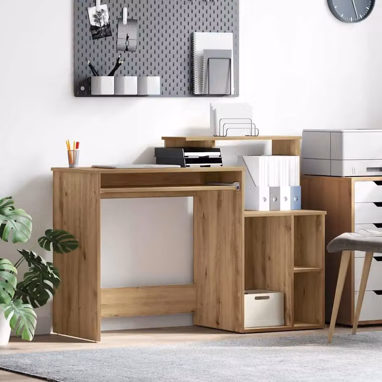 Scrivania moderna vidaXL in legno rovere marrone L: 120,5 cm, P: 44 cm, H: 88,5 cm
