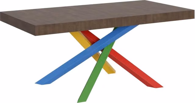 Tavolo allungabile moderno Itamoby color marrone con piano in MDF laminato e telaio in metallo L: 200-304 cm, P: 90 cm, H: 77 cm