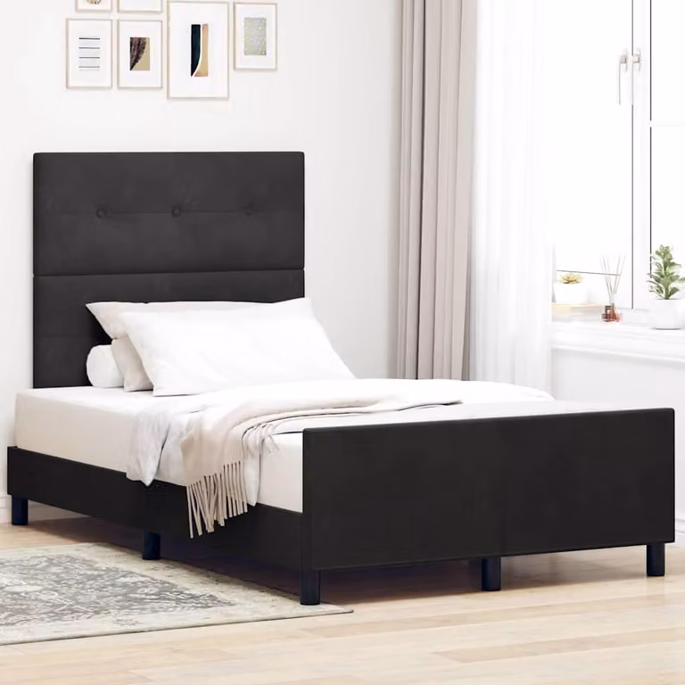 Maison Exclusive - Letto boxspring con testiera, nero, 120 x 200 cm, velluto