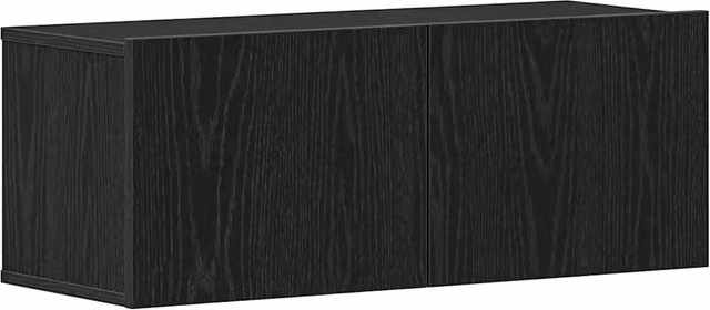 Set di 2 mobili porta TV moderni in legno composito di rovere nero con ripiani L/P/H: 80 x 30 x 30 cm