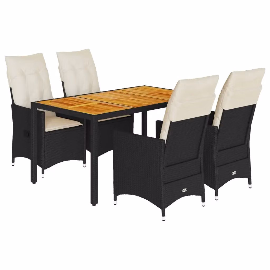 Set da pranzo da giardino moderno vidaXL in legno di acacia oliato e polyrattan con 5 pezzi – 2