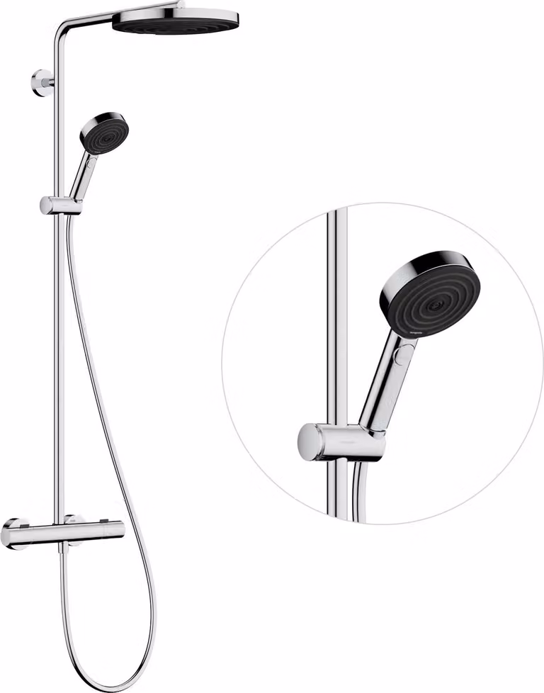 hansgrohe Pulsify S PURO Système de douche 260, 1jet, Ecostat Fine, douchette à main 3jet, EcoSmart, 24237000, 24237000