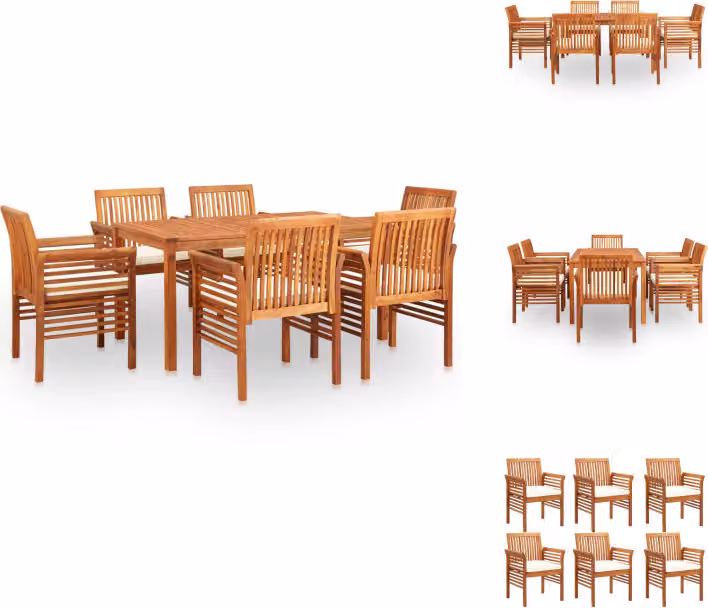 vidaXL Set da pranzo da giardino 7 pezzi con cuscini in legno massiccio di acacia - Set di mobili da giardino