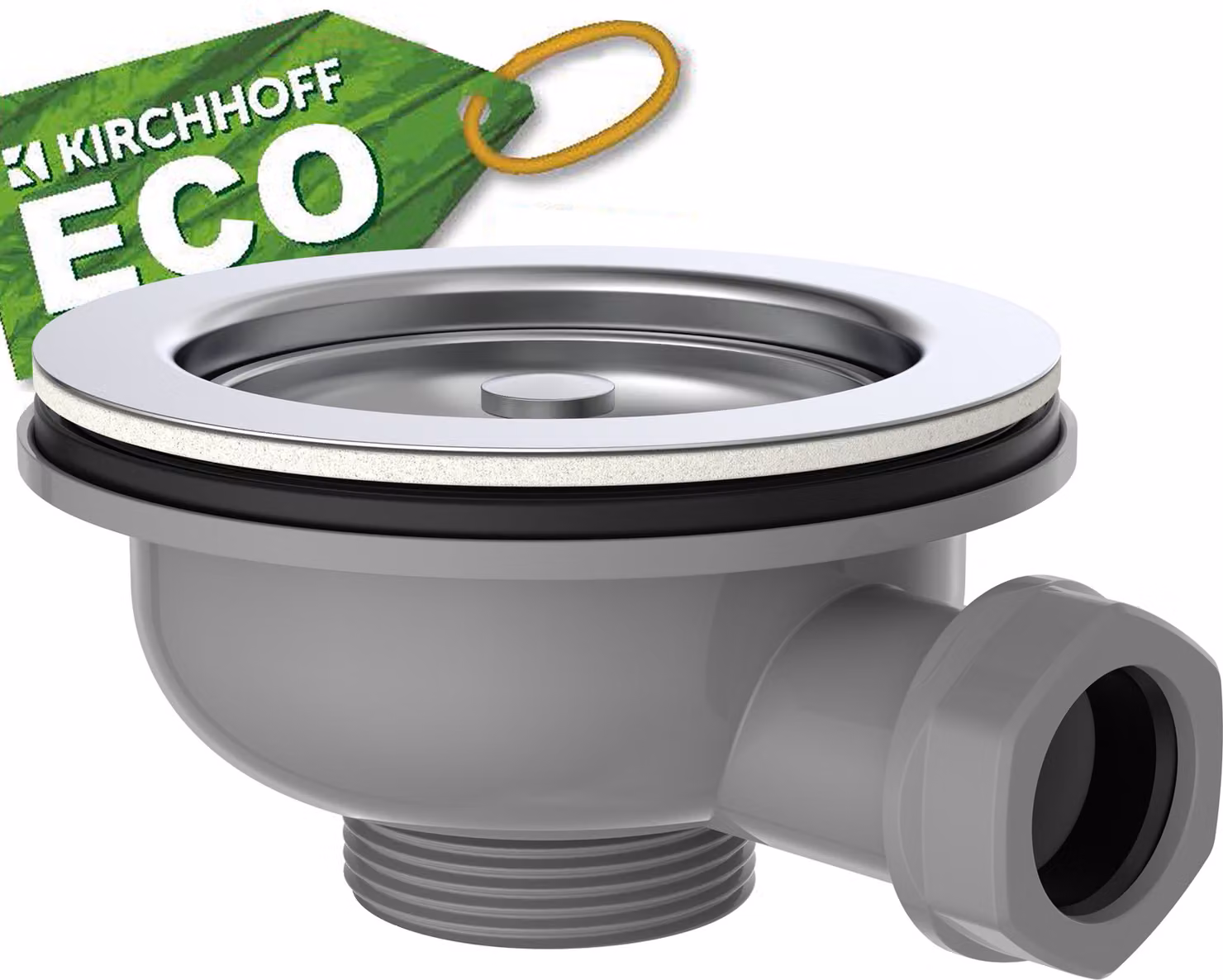Cestello KIRCHHOFF valvola ECO-Save, filtro di scarico in acciaio inox per cucina, filtro per lavello, valvola di scarico con troppopieno, cromo