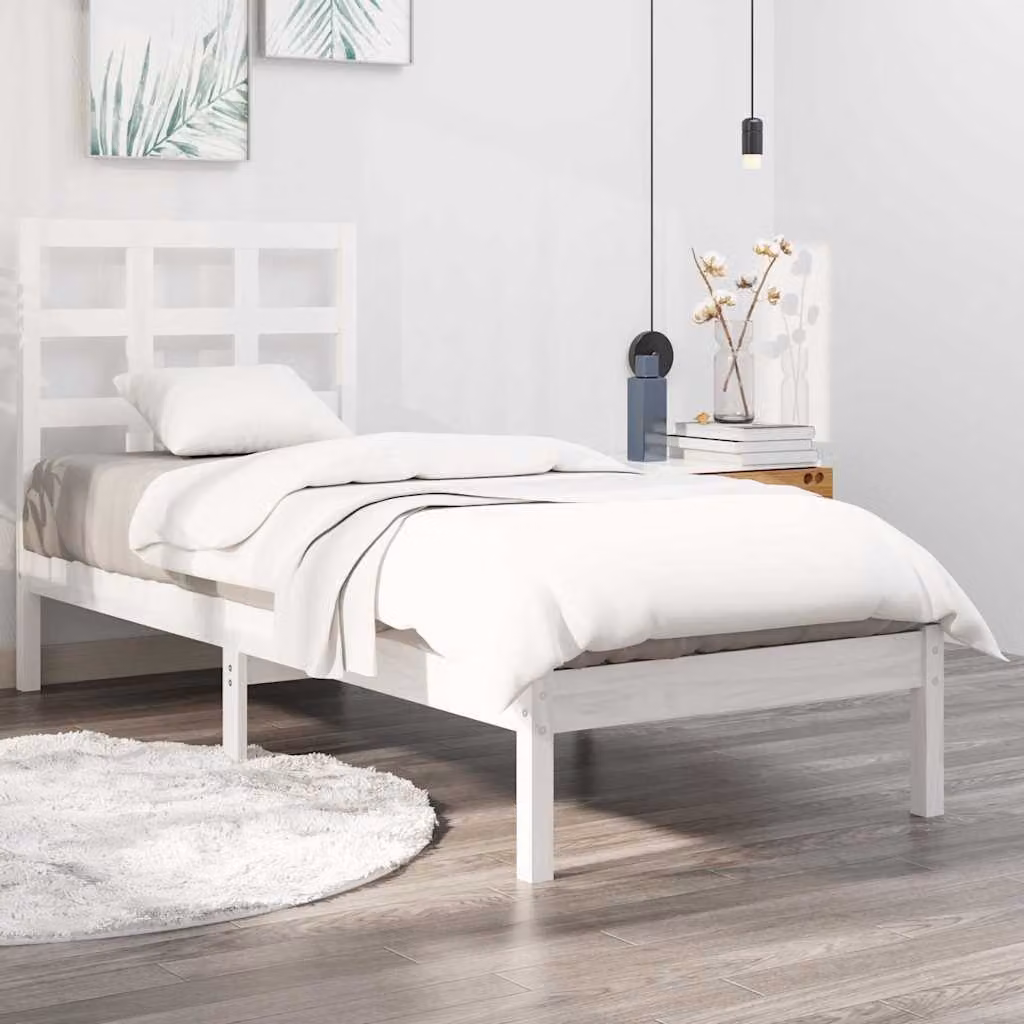 Giroletto vidaXL in legno massello di pino bianco con doghe fisse L/P: 80 x 190 cm