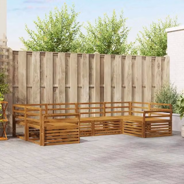 Set di divani da esterno 6 pz Naturale Legno di Acacia Massello 3374019