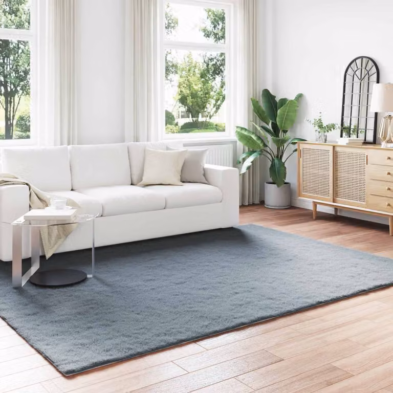 Tappeto antiscivolo e lavabile vidaXL in ecopelliccia di coniglio color antracite, L: 280 cm x P: 200 cm